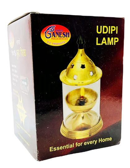 Brass Jyot Stand with Glass (Udipi Lamp) NO.3