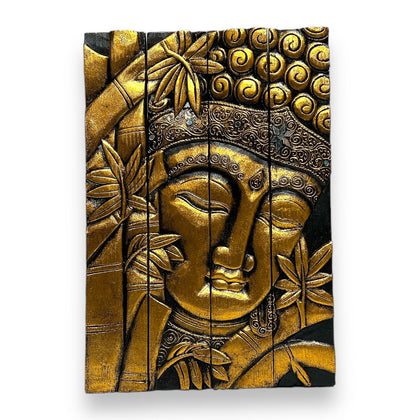 Ganesha/Buddha Wooden Wall Hanging Medium 15.7