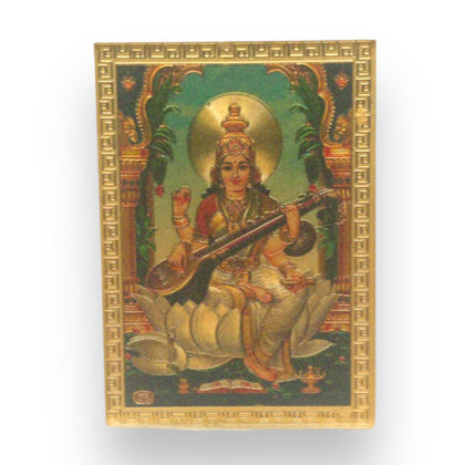 Car Stickon Golden Stand Saraswati Mata Ji -9351235040806