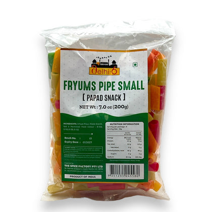 Delhi 6 Fryums Pipe (Papad Snack) Small 200gm