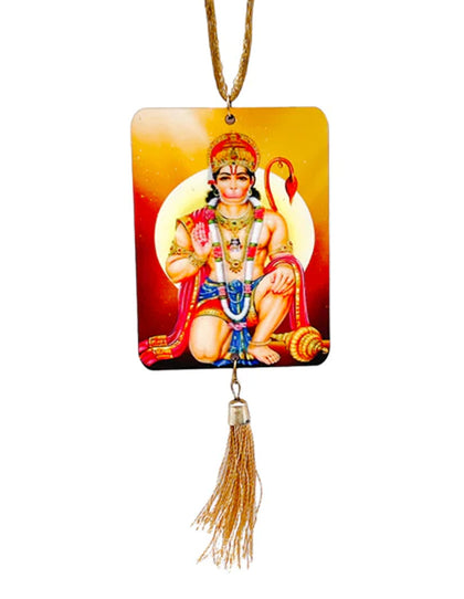 Hanuman Ji Wooden Car Hanging with Picture 1Pc