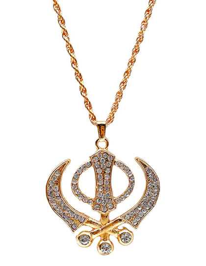 Khanda With Chain Car Hanging Gold Medium-9351235029757