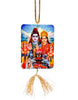 Shiv Parvati Wooden Car Hanging with Picture 1Pc